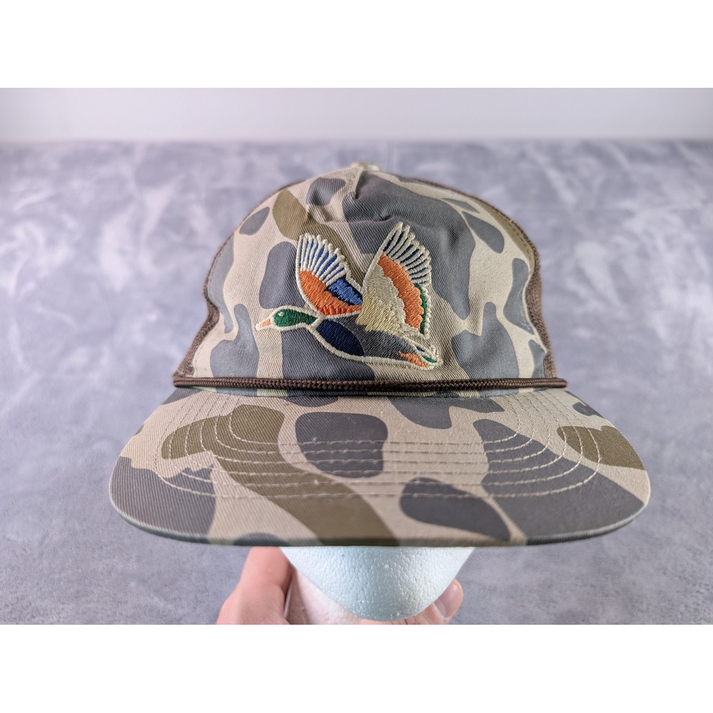 Burlebo Camo Mallard Duck Trucker‎ Hat Brown Mesh Snapback Cap Hunting Fishing